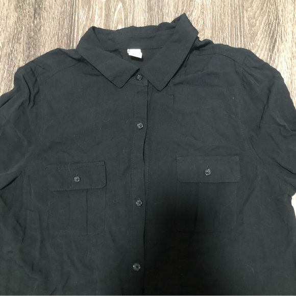 Old Navy Black Rayon Midi Shirt Dress - Roll-Tab Sleeves - Women's Size M - Picture 4 of 7